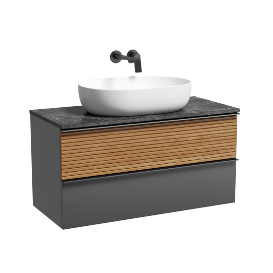 Тумба с раковиной Sancos Delta 100 дуб красный/графит, DL100GR