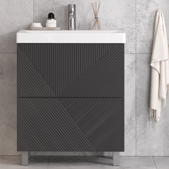Тумба с раковиной Velvex Edge 70.2Y напольная, графит