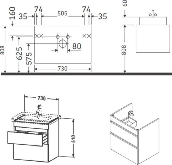 Мебель для ванной Duravit DuraStyle 80, подвесная, белая глянцевая