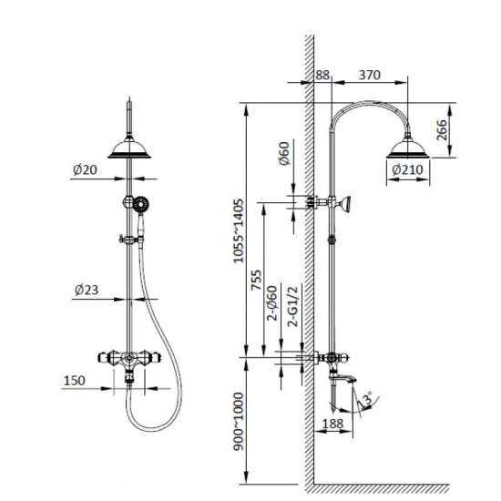 Душевая система с термостатом Altrobagno Beatrice 030403 R Or