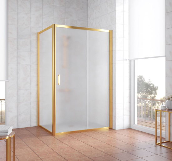 Душевой уголок Vegas Glass ZP+ZPV 140*70 09 10 профиль золото, стекло сатин