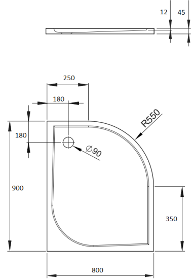 Поддон для душа Radaway Delos E 90x80, L