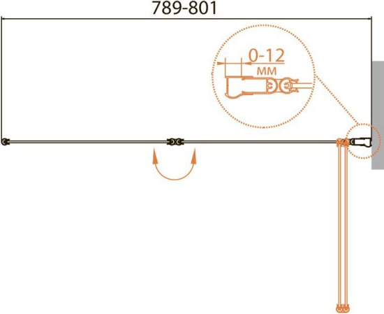 Шторка на ванну Cezares Relax V-2-80/140-P-Bi-R стекло punto