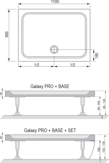 Поддон для душа Ravak Gigant Pro 110х80 Chrome