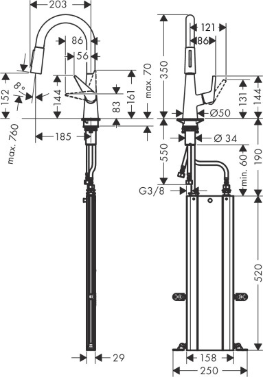 Смеситель для кухни Hansgrohe Talis M51 73850000 хром