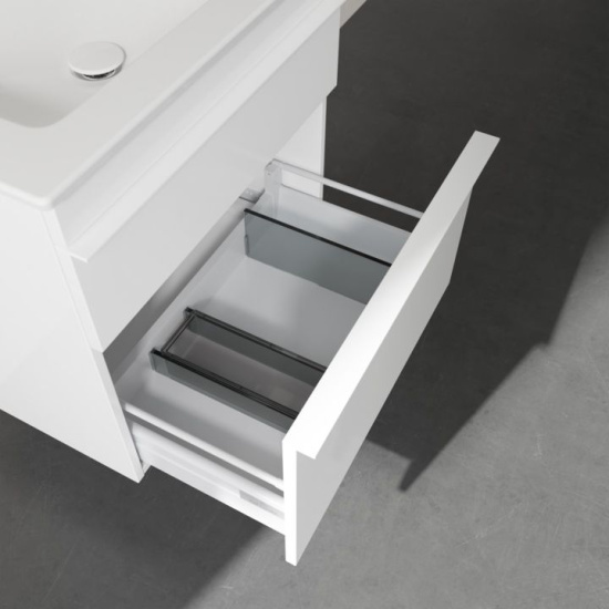 Тумба с раковиной Villeroy & Boch Venticello A92402 60 glossy white, с белыми ручками