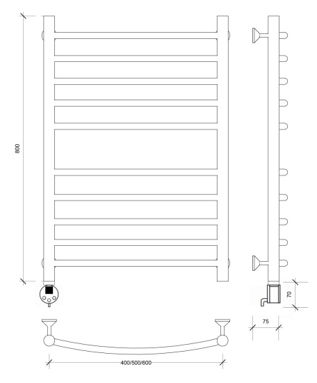 Полотенцесушитель электрический Secado Милан 4 80/50 L, хром