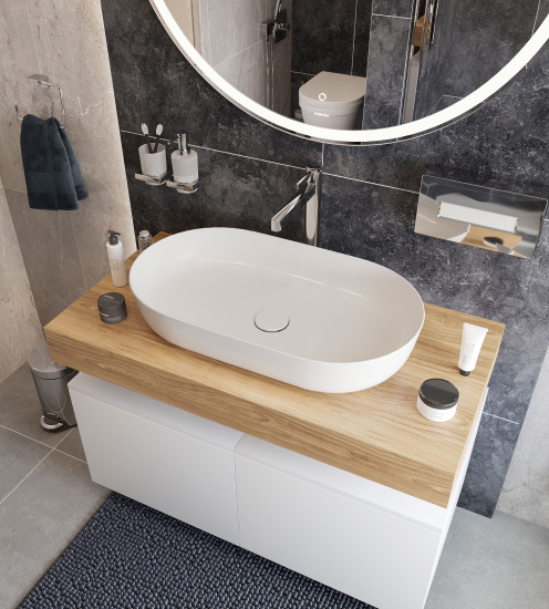 Столешница с раковиной Duravit Luv 60, дуб французский, 100, без отверстий + 2 тумбы 50