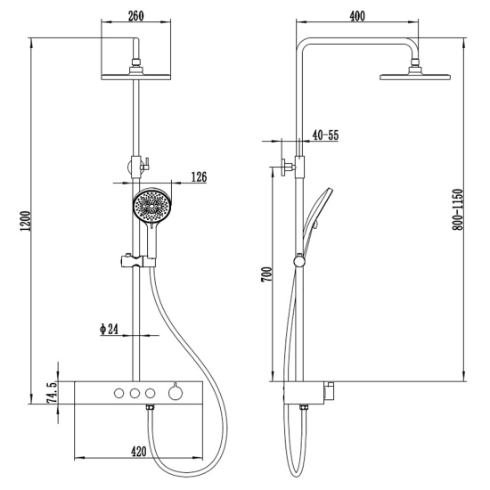 Душевая стойка AQUAme AQM8009B