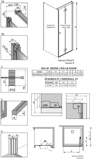 Душевой уголок Radaway Nes KDJ B 100x70 R