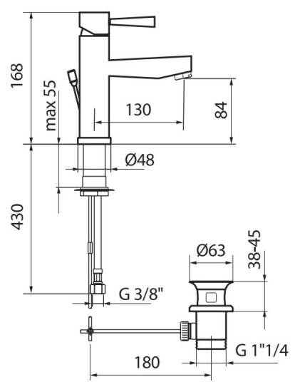 Смеситель для раковины Webert Conic CN830102015 хром