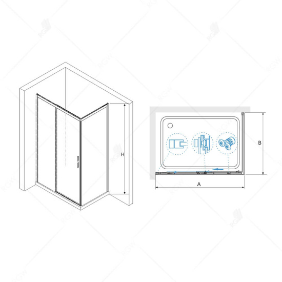 Душевой уголок RGW Leipzig LE-41B (1485-1525)х800х1950 профиль черный, стекло прозрачное