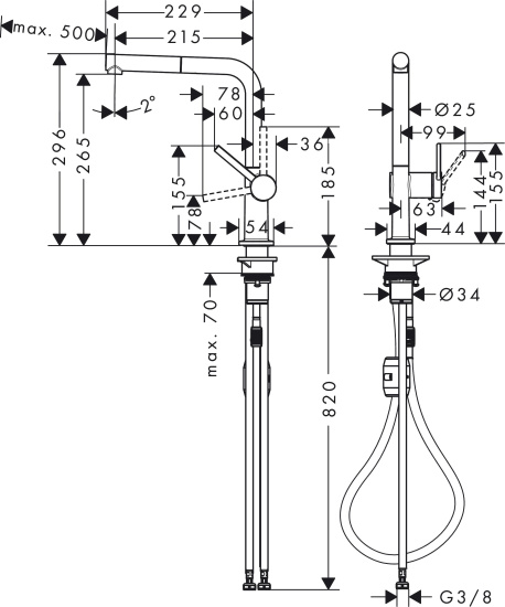 Смеситель для кухни Hansgrohe Talis M54 72845000 хром