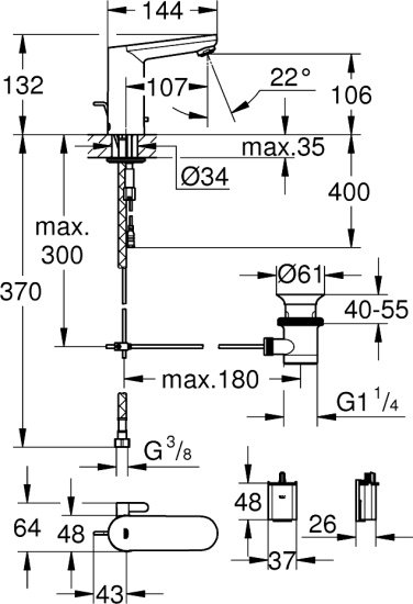 Смеситель для раковины Grohe Eurosmart Cosmopolitan E 36331001 хром