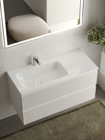 Тумба с раковиной Sancos Snob R 100 Bianco левая SNR100LW, подвесная