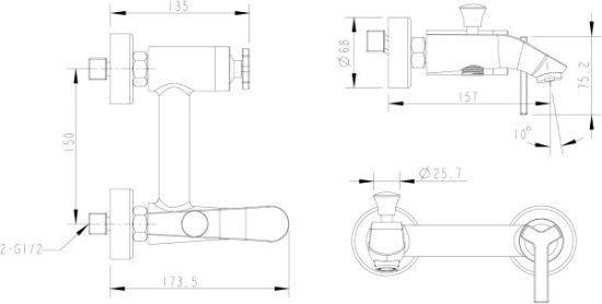 Смеситель для ванны Bravat Waterfall F673107BM-01 черный