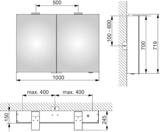 Зеркало-шкаф Keuco Royal 15 100 см, с подсветкой