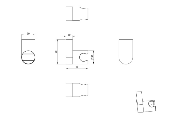Настенный держатель Wonzon & Woghand WW-994207-CR