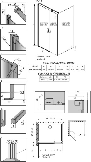 Душевой уголок Radaway Nes KDS I 100x90 L
