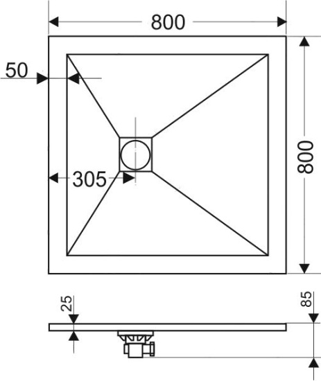 Поддон для душа RGW Stone Tray ST-0088W 80х80