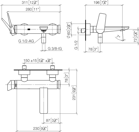 Смеситель для ванны Dorn Bracht Lisse 33200845-00 хром