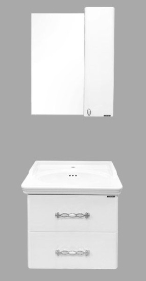 Мебель для ванной Comforty Неаполь 65, подвесная, белый глянец