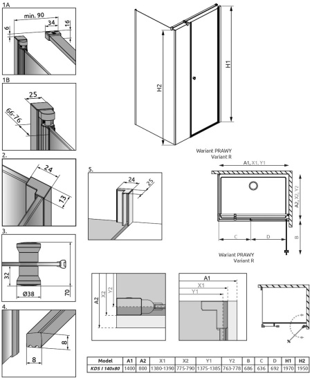 Душевой уголок Radaway EOS KDS I 140x80 R