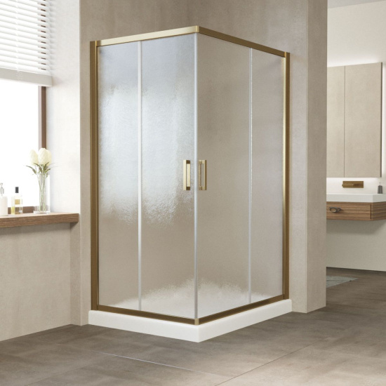 Душевой уголок Vegas Glass ZA-F 110*100 05 02 профиль бронза, стекло шиншилла