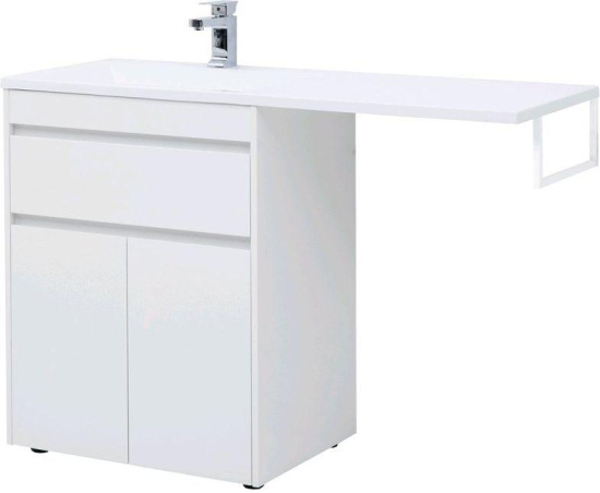 Тумба с раковиной Aquanet Токио 130 L белая напольная, 1 ящик, 2 дверцы