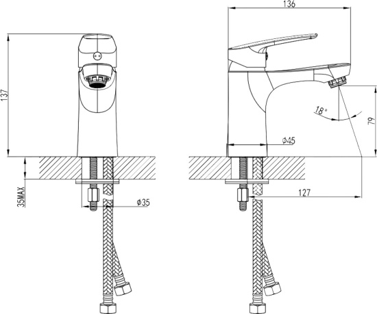 Смеситель для раковины Milardo Horizont HORSB00M01