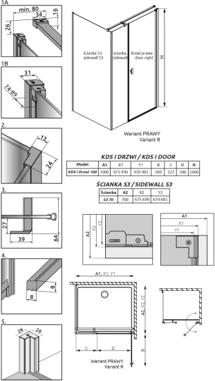 Душевой уголок Radaway Nes KDS I 100x70 R