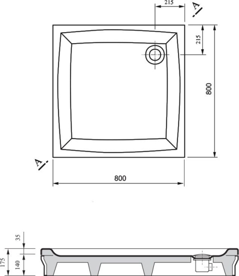 Поддон для душа Ravak Perseus-80 PP под экран