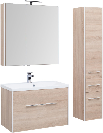 Зеркало-шкаф Aquanet Августа 90 дуб сонома