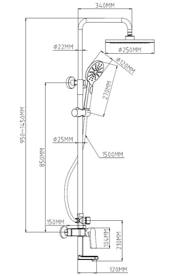 Душевая стойка Esko Eiger ST250 EG