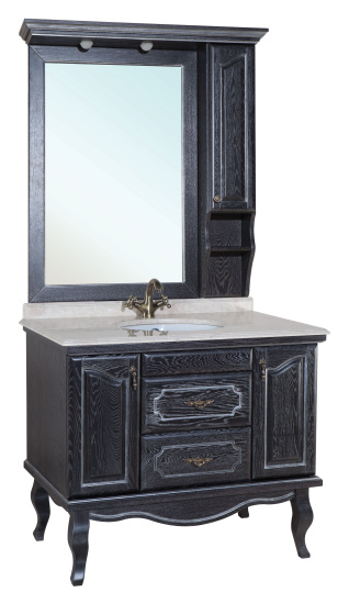 Тумба с раковиной Bellezza Рим 110 черная патина серебро