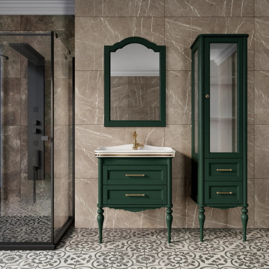 Пенал ValenHouse Эстетика 60 R зеленый витрина, фурнитура золото