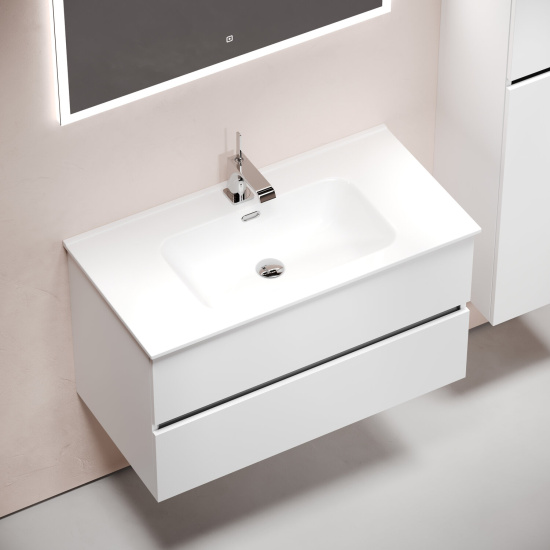 Тумба с раковиной Sancos Urban 90 белый глянец, подвесная