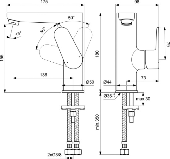 Смеситель для раковины Ideal Standard Cerafine O BC555AA