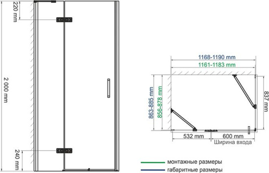 Душевой уголок Wasserkraft Aller Black 10H07LB 120x90 см