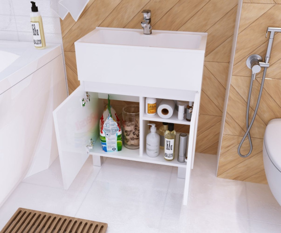 Тумба с раковиной 1MarKa Mira 60H белый глянец