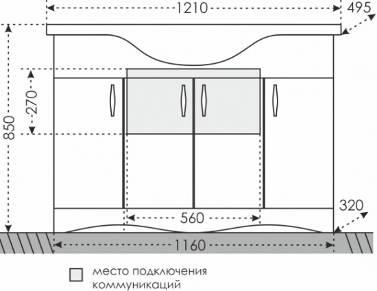 Тумба с раковиной СанТа Верона 120 напольная