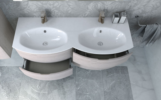 Мебель для ванной Cezares Vague 140 две чаши rovere sbiancato