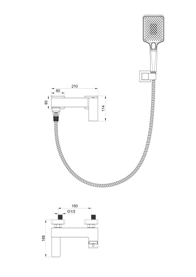 Смеситель для ванны Wonzon & Woghand Cube WW-88639016-CR