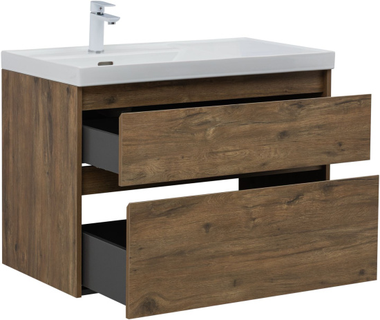 Тумба с раковиной Aquanet Nova Lite 2.0 90 L 2 ящика, дуб рустикальный