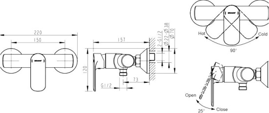 Смеситель для душа Bravat Louise TF9191183CP-01-RUS