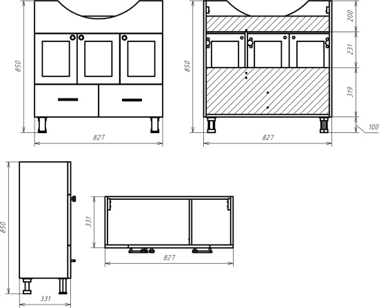 Тумба с раковиной Misty Латте 85 белая эмаль