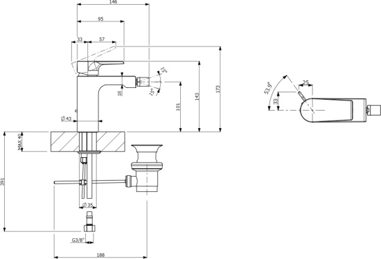 Смеситель для биде Villeroy & Boch Liberty TVB10700100061