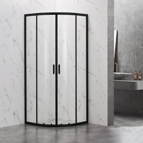 Душевой уголок CeramaLux CL901-90B 90x90, профиль черный матовый, стекло прозрачное