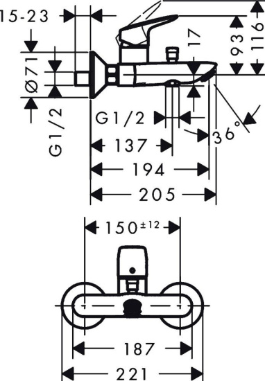 Душевой комплект Hansgrohe Logis 71091000 + Logis 71400000 + душевой гарнитур Crometta 100 Vario 26651400