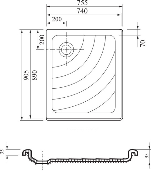 Поддон для душа Ravak Aneta 75x90 LA